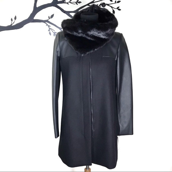 Laundry By Shelli Segal Jackets & Blazers - Laundry by Shelli Segal Faux Leather Sleeve Coat